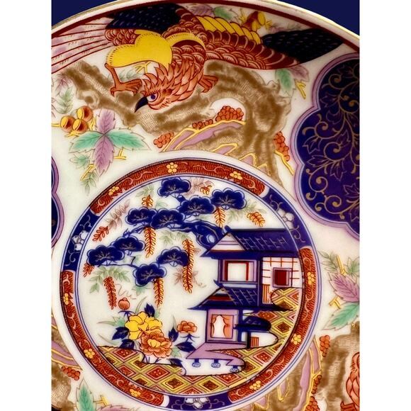 Vintage Japanese Imari Plates-4pc Set-Hand Painted Porcelain-Red Blue Gold-Asian - Picture 9 of 12